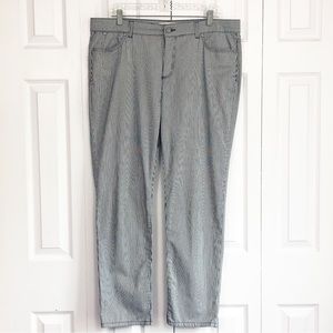 Talbots Navy Blue & White Stripe Print Straight Leg Chino Pants 14